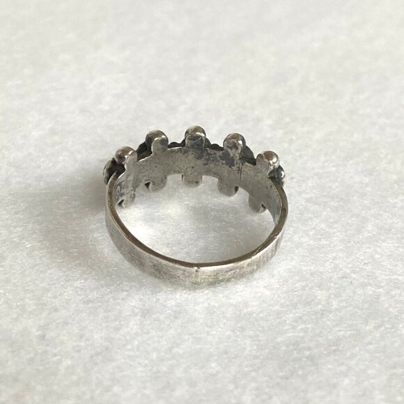 VTG Sterling Silver 925 Snake Eyes Round Turquoise Petit Point Ring Sz 5.75 - Picture 7 of 16